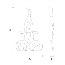 NPU-300 Molded Decoration Size Chart with Width, Height, and Depth Indicated