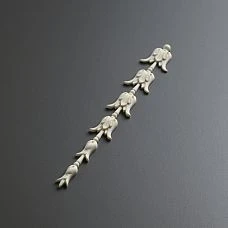 Carved polyurethane overlay NPU-316, vertical composition with floral buds. Elegant Stavros molding for walls, doors, and furniture, ready for painting.
