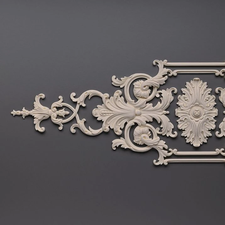 Carved polyurethane overlay NPU-422 - a decorative element for walls and furniture
