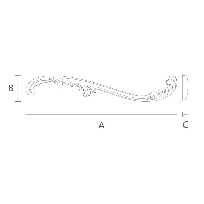 Drawing of PU Foam Moldings NPU-423R with height, width, and thickness specifications for interior and facade applications