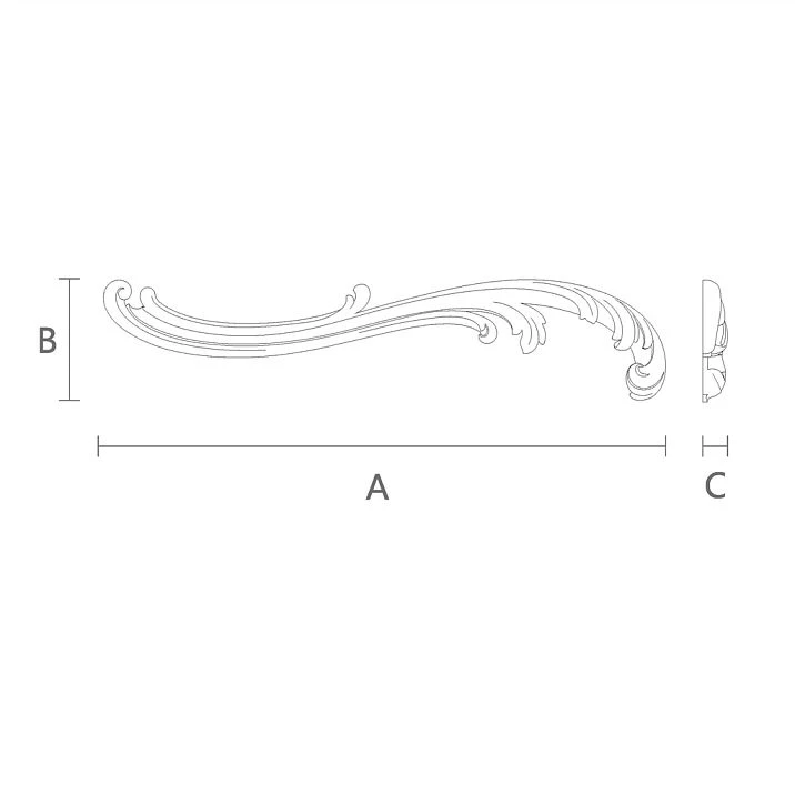 Schematic illustration of model NPU-427L with indication of length, height, and thickness of the item