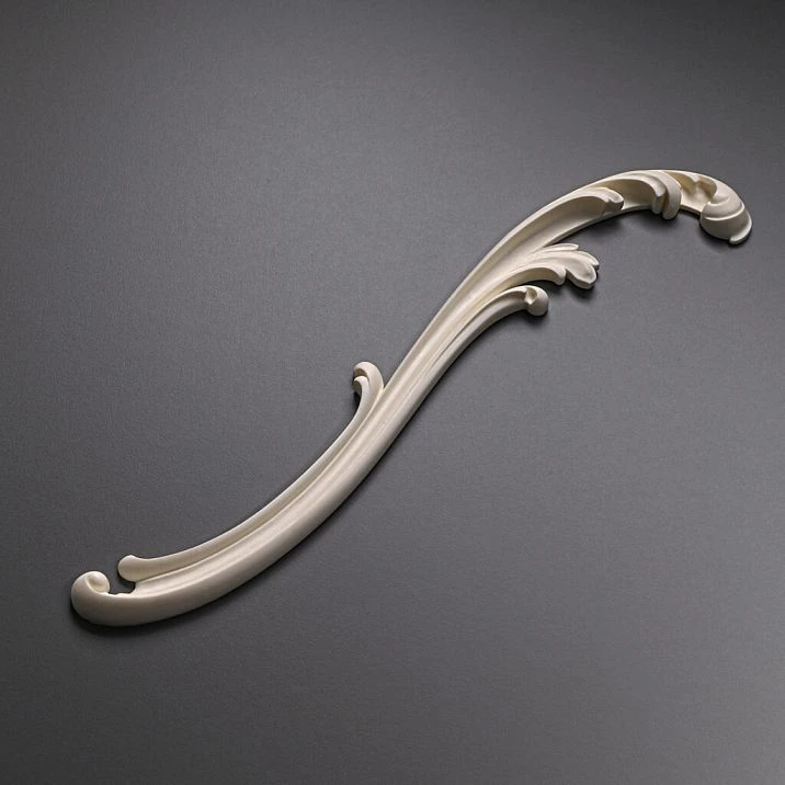 NPU‑427L Molded Decor S‑Shaped Polyurethane Wall Applique with Smooth Scrolls