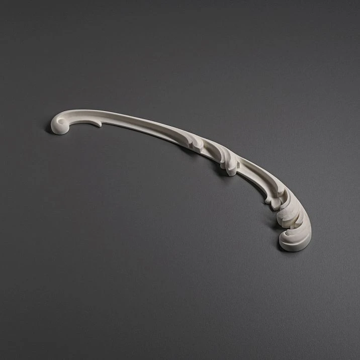 STAVROS polyurethane molded decor NPU-429R with smooth, wavy forms for wall and ceiling decoration, right-handed