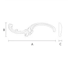 Schematic image of model NPU-430L with indication of length, height, and thickness of the item