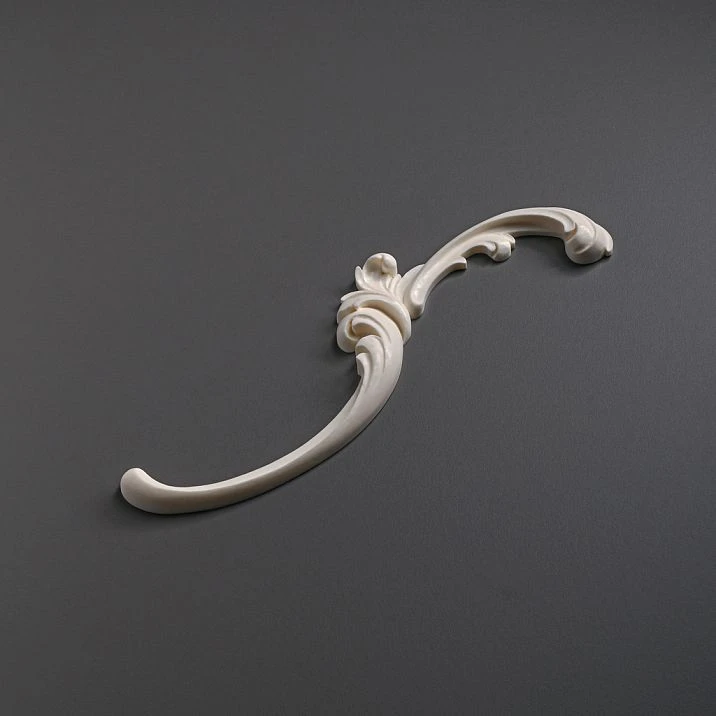 Carved overlay NPU-430L made of STAVROS polyurethane with smooth Baroque scrolls and a floral motif for interior decor, left