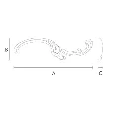 Schematic illustration of model NPU-430R, showing the length, height, and thickness of the element