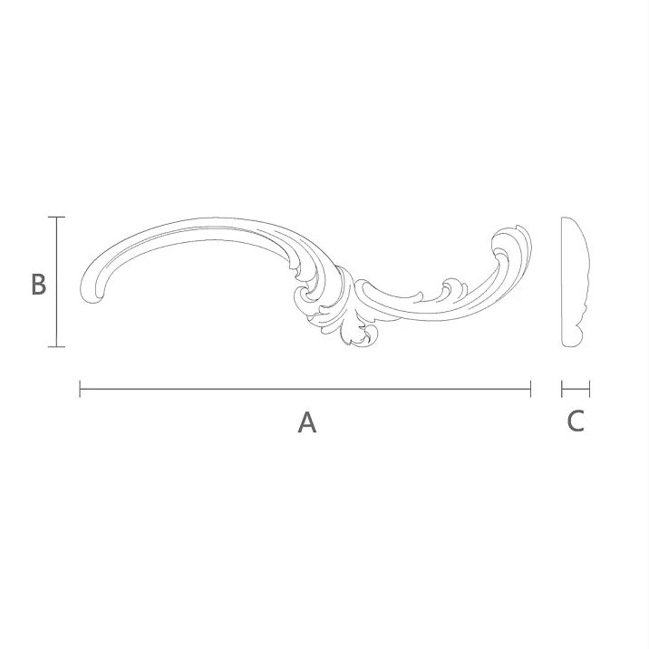 Schematic illustration of model NPU-430R, showing the length, height, and thickness of the element