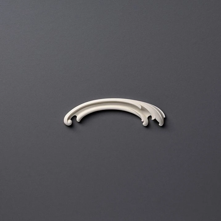 Carved overlay NPU-432R made of STAVROS polyurethane with wavy curls and arcs for furniture and door decoration, right version photo