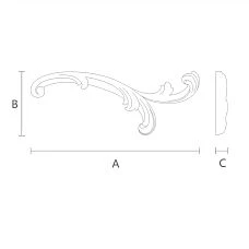 Schematic image of model NPU-433R with indication of length, height, and thickness of the item