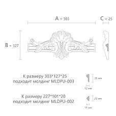 Dimensions and layout of polyurethane molding NPU-434.1 for molding MLDPU-003