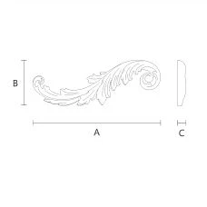 Schematic diagram of NPU-458L decorative molding dimensions for mounting on walls or ceilings