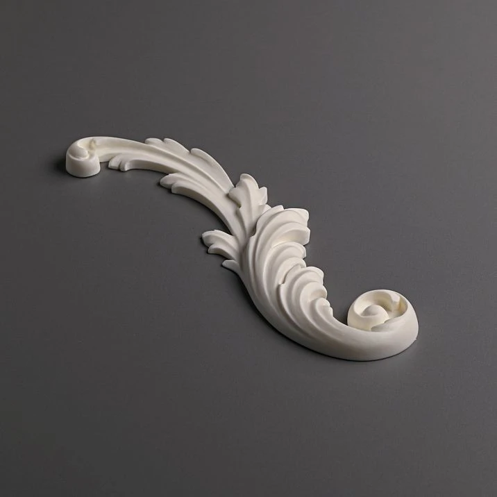 Carved polyurethane overlay NPU-458R by STAVROS with baroque scroll and floral ornament for interior, right
