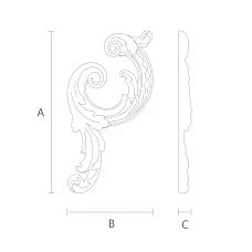 Schematic diagram of the dimensions of ornamental decoration NPU-459L for mounting on walls or ceilings