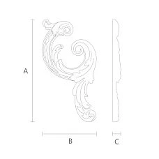 Schematic illustration of the dimensions of relief decoration NPU-459R for mounting on walls or ceilings