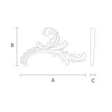 Schematic drawing of dimensions for NPU-461R molding decor for mounting on walls or ceilings