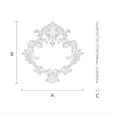 Schematic illustration of the dimensions of NPU-462.1 stucco decoration for mounting on walls or ceilings