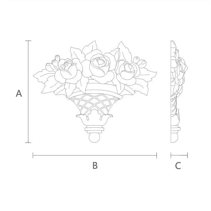 Schematic illustration of the dimensions of NPU-462.2 molded decoration for mounting on walls or ceilings