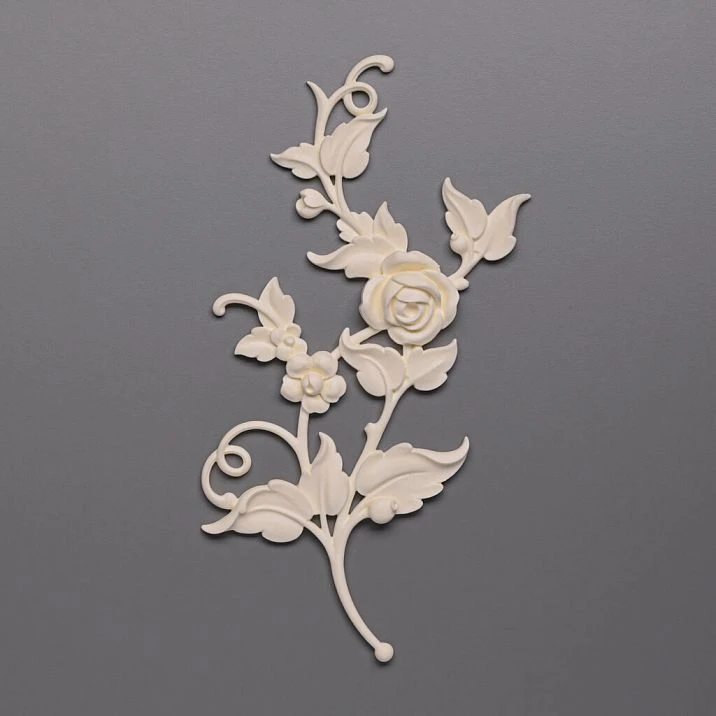 Carved polyurethane applique NPU-467L with floral ornament for stylish interior photo
