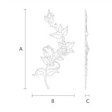 Schematic drawing of dimensions for NPU-468L molding for mounting on walls or ceilings
