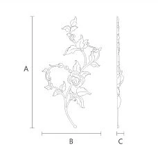 Schematic drawing with dimensions of the NPU-469L relief decoration for mounting on various surfaces