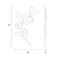 Schematic illustration of the dimensions of NPU-471L ornamental decoration for mounting on walls or ceilings