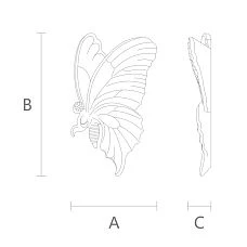 Schematic drawing of molding decoration NPU-482R (butterfly), dimensions of the item