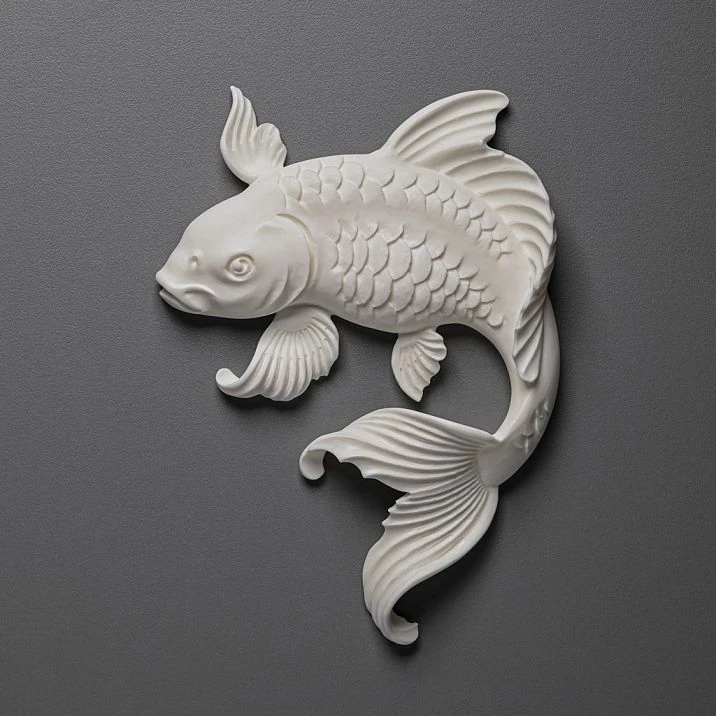 Polyurethane stucco decoration on furniture &ndash; a dresser adorned with fish from STAVROS.