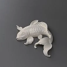 Original stucco composition in the shape of fish on the wall of a modern interior from STAVROS.