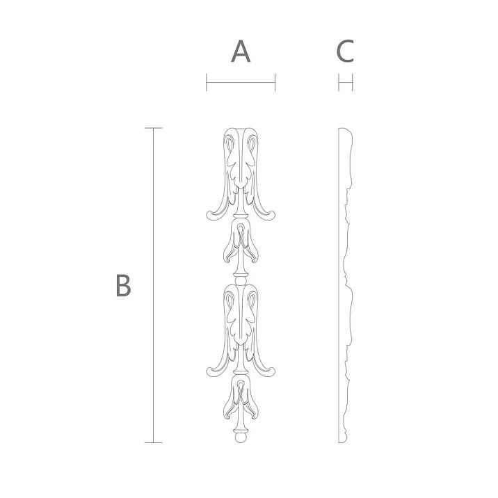 Drawing of NPU-505 polyurethane molding decor with dimensions 50 &times; 228 &times; 10 mm.