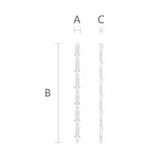 Drawing of NPU-506 polyurethane molded decor with dimensions 12 &times; 205 &times; 5 mm