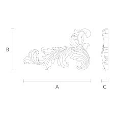 Wooden carved insert with raised floral pattern drawing