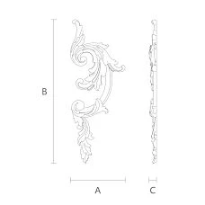 Wooden Floral Decoration on Wall Plaque N-022L Drawing