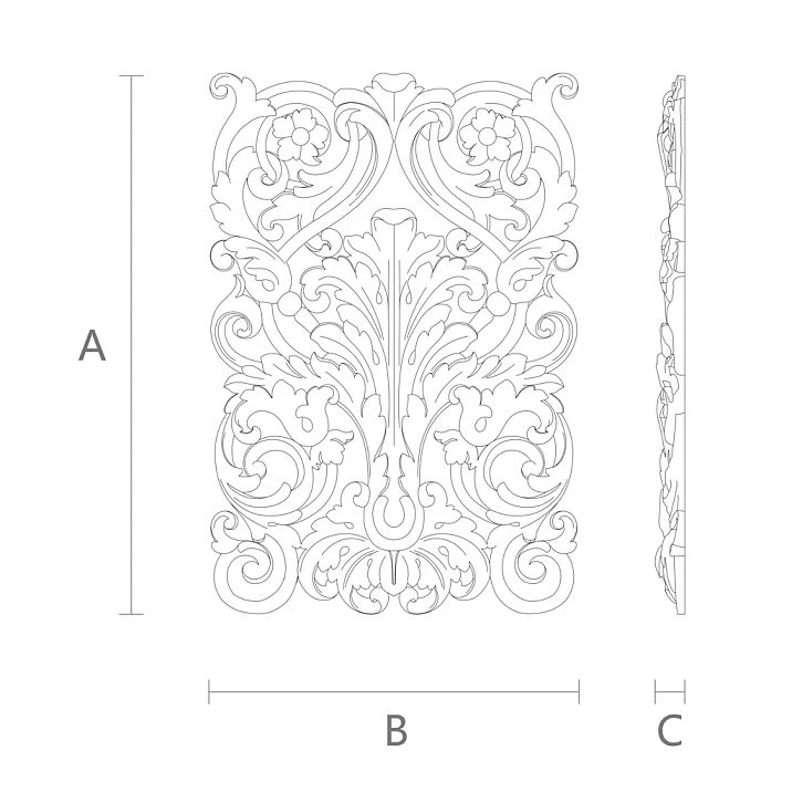 Wall, ceiling, door, furniture decoration overlay N-060-2 made of wood, carved, drawing