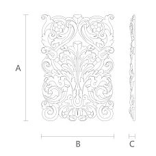 Wall, ceiling, door, furniture decoration overlay N-060-2 made of wood, carved, drawing