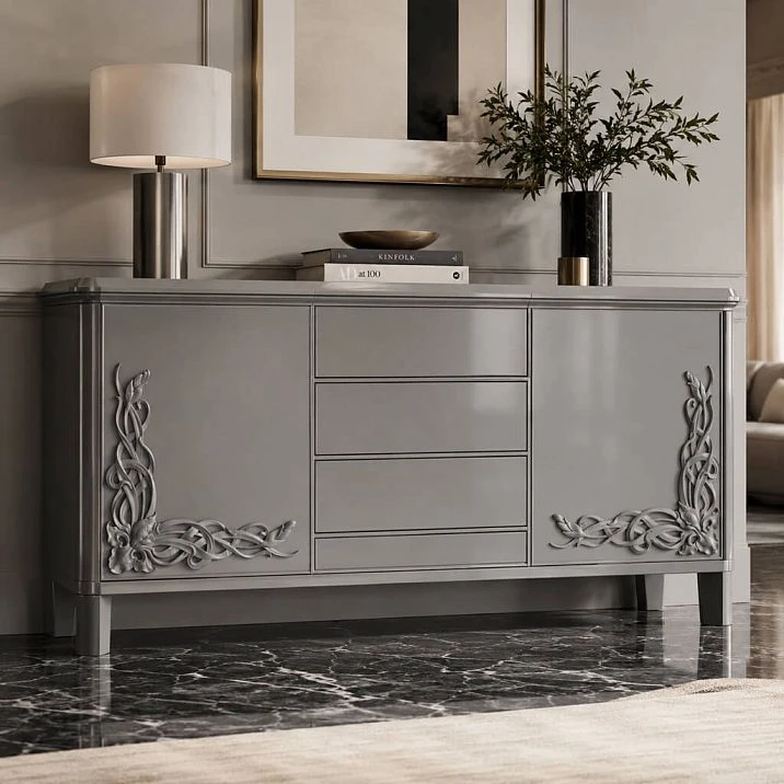 Wooden overlay N-086 for furniture and wall decor in a classic interior.