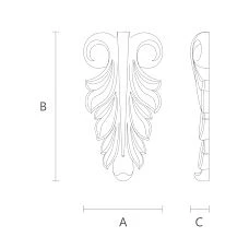 Wooden carved insert for doors, furniture, walls or ceilings, drawing
