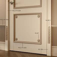 Door Decoration with Wooden Decor and Floral Ornament N-091.1, Using Wooden Inserts