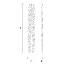 Carved Insert N-091.1 from Wood with Leaf Ornament Drawing
