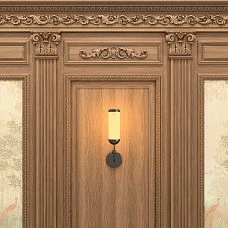 Carved decor for walls and facades, interior photo with wooden decor