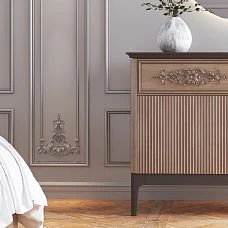 Wooden decor for furniture and walls interior photo