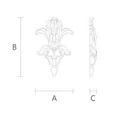 Carved inlay N-112.1, drawing, oak or beech