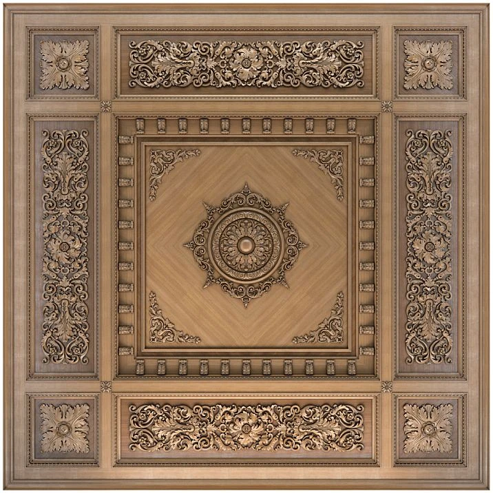 Wooden decor for ceiling, interior photo