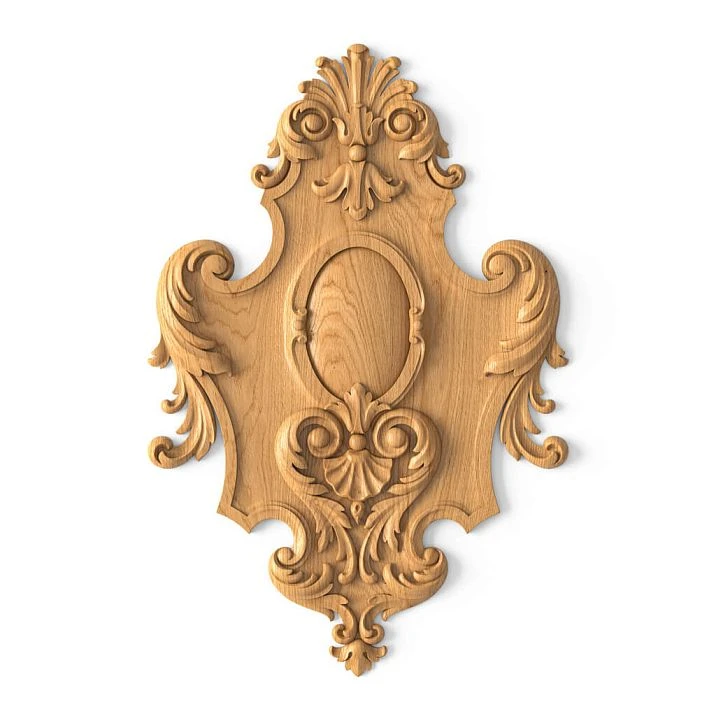 Wooden decor N-149.1 with carved classic ornament from natural wood