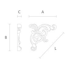 Wooden carved applique N-167L with floral and leaf ornament pattern