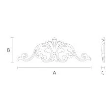 Wooden decorative inlay N-205 with Baroque ornament drawing
