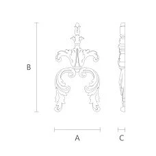 Central decorative element made of oak or beech N-219 for decoration drawing