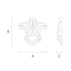 Decorative carved inlay N-225-1-1 made of solid oak for doors, wall drawing