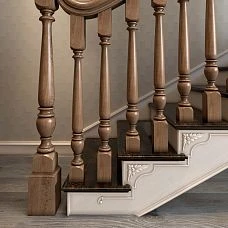 Staircase with carved overlay N-227 on an interior photo
