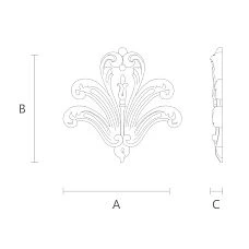 Wooden appliqu&eacute; with carved floral motif made of oak or beech &mdash; drawing