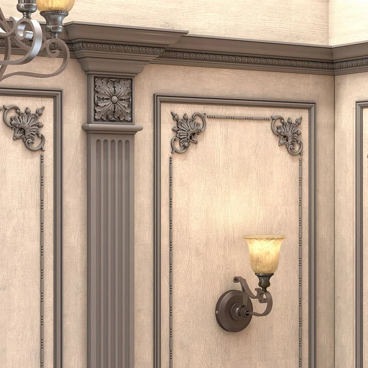 Wooden decor on the wall, wall decoration with decorative carved inlays N-244